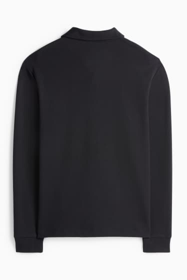 Men - Long sleeve polo shirt - regular fit - black