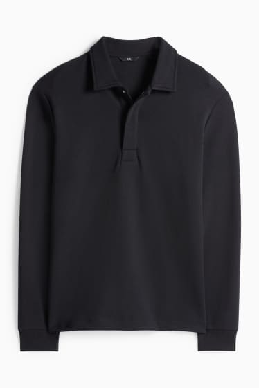 Men - Long sleeve polo shirt - regular fit - black