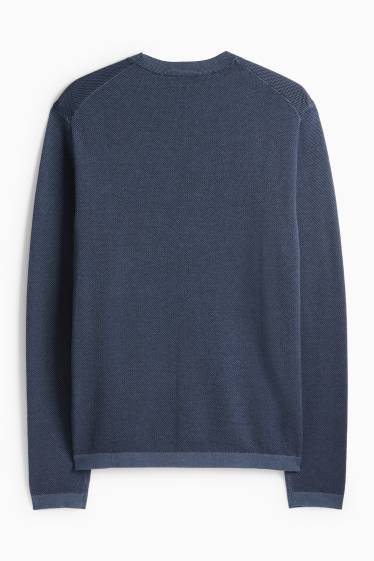 Herren - Pullover - strukturiert - dunkelblau