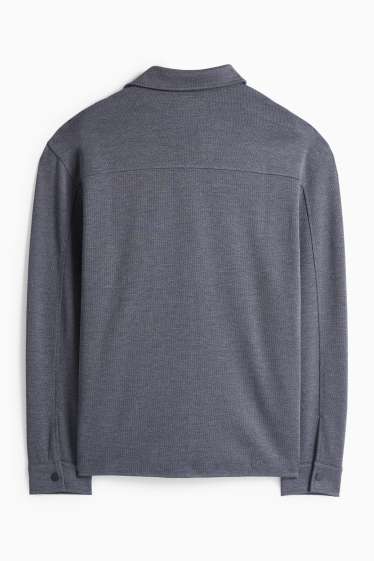 Pánské - Košilová bunda - relaxed fit - kent - tmavomodrá