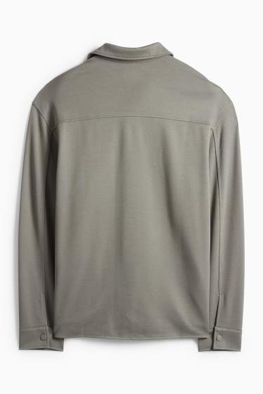 Pánské - Košilová bunda - relaxed fit - kent - zelená