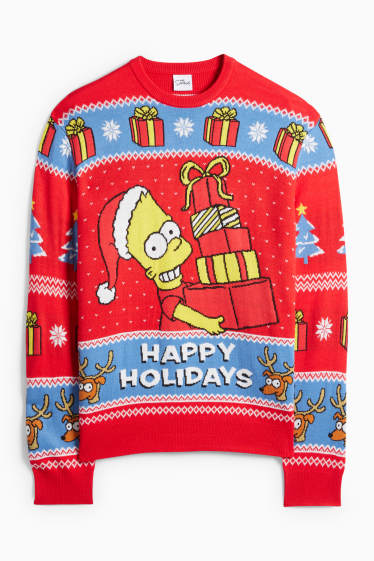 Men - Christmas jumper - The Simpsons - red