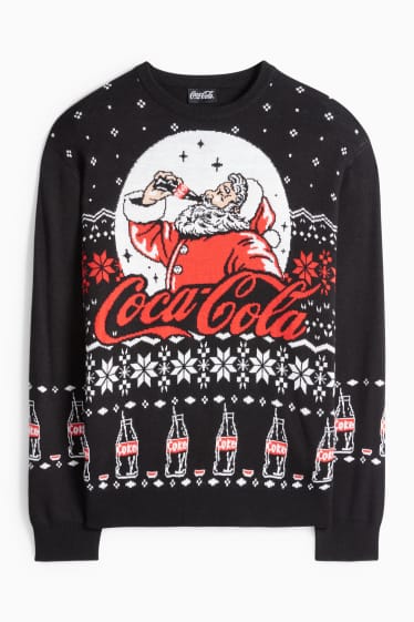 Bărbați - Pulover cu motive de Crăciun - Coca-Cola - negru