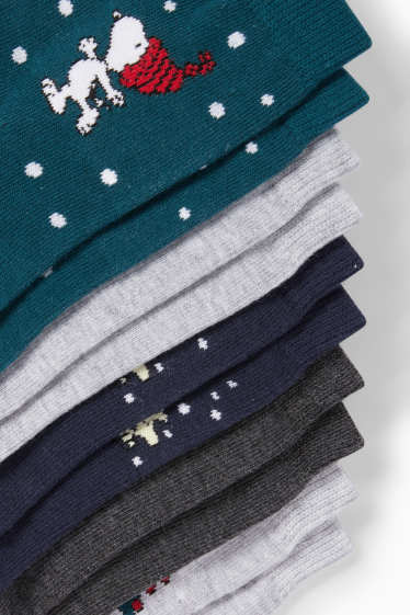 Women - Multipack of 5 - Christmas socks with motif - Peanuts - dark green