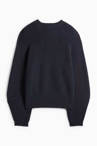 Femmes - Pull - finition côtelée - bleu foncé