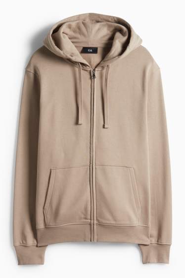 Heren - Sweatvest met capuchon - taupe