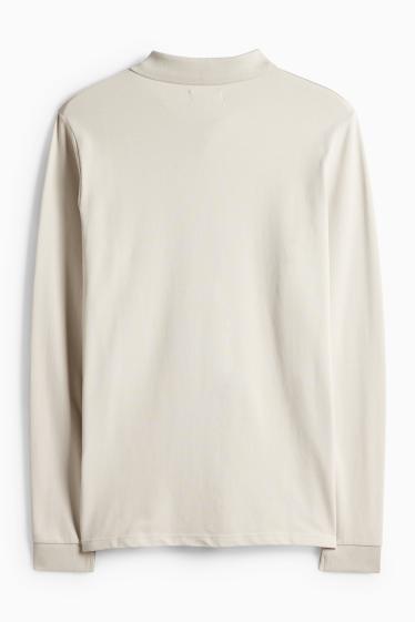 Pánské - Polokošile - slim fit - světle béžová