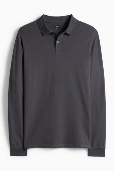 Men - Polo shirt - slim fit - dark gray