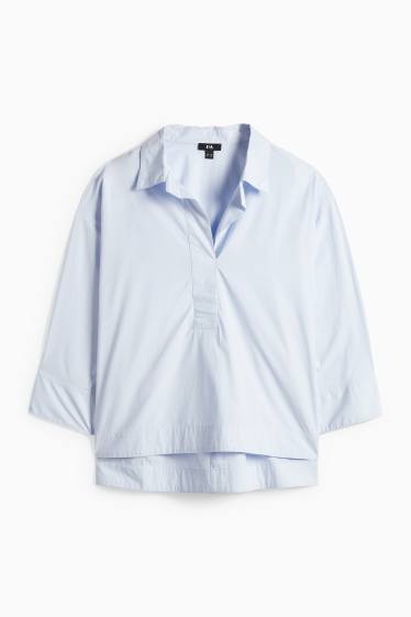 Dámské - Halenka s výstřihem ve tvaru V - světle modrá