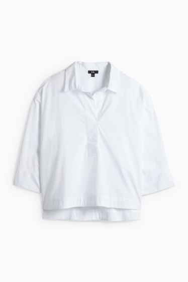 Dámské - Halenka s výstřihem ve tvaru V - bílá