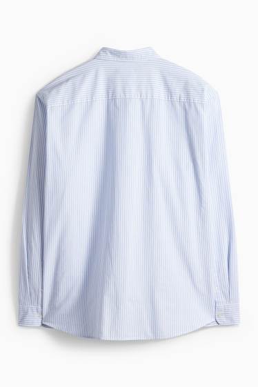 Heren - Overhemd - regular fit - button down - gestreept - wit / lichtblauw