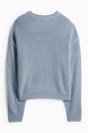 Dámské - Svetr - žebrovaný - modrá