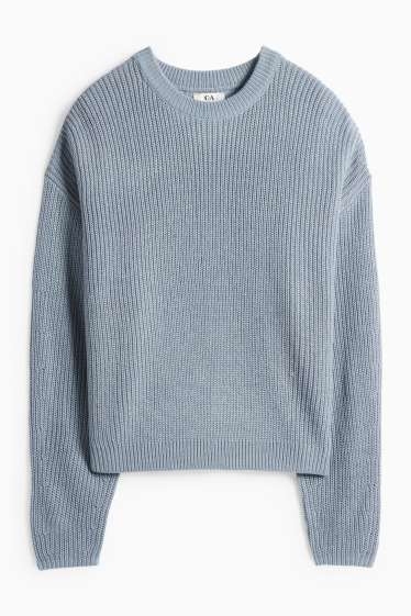 Dámské - Svetr - žebrovaný - modrá
