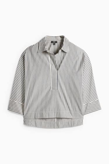 Dámské - Halenka s výstřihem ve tvaru V - tmavomodrá