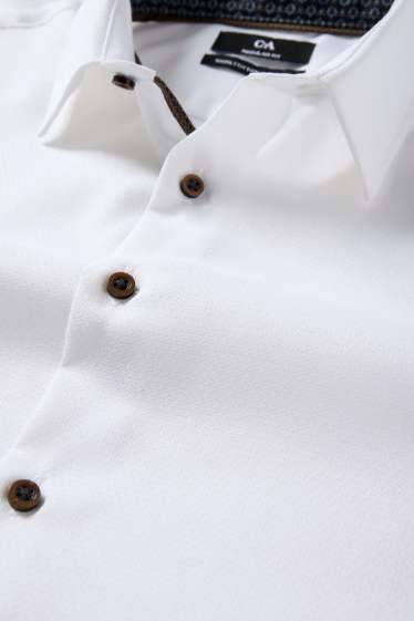 Herren - Businesshemd - Regular Fit - Kent - bügelfrei - strukturiert - weiß