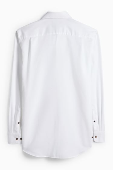 Herren - Businesshemd - Regular Fit - Kent - bügelfrei - strukturiert - weiß