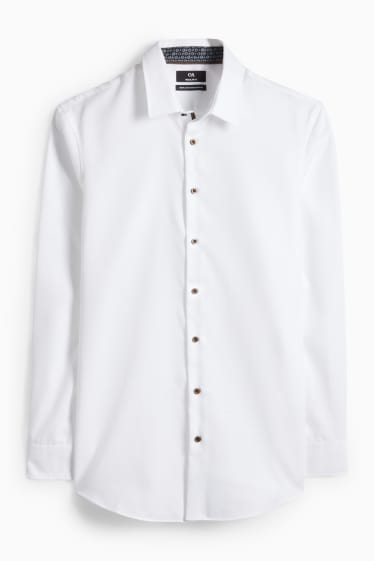 Herren - Businesshemd - Regular Fit - Kent - bügelfrei - strukturiert - weiß