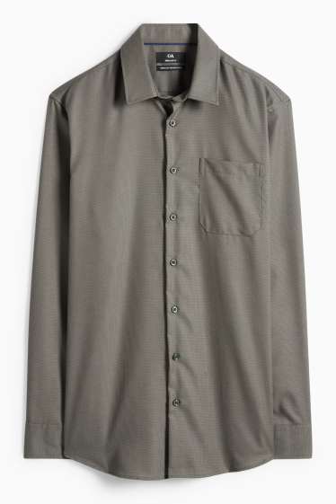 Home - Camisa formal - regular fit - Kent - no requereix planxada - texturada - verd