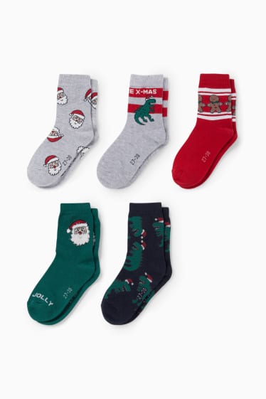 Enfants garçons - Chaussettes - vert foncé / rouge
