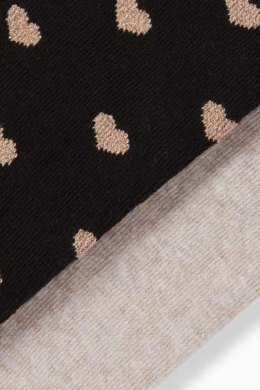 Kinder Mädchen - Multipack 2er - Herz - Strumpfhose - schwarz / beige