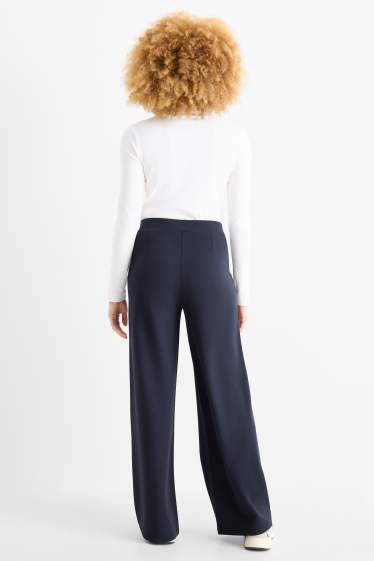 Donna - Pantaloni in jersey - vita media - gamba ampia - blu scuro
