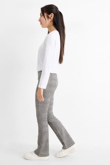 Dzieci dziewczynki - Wielopak, 2 szt. - ciepłe legginsy z rozszerzanymi nogawkami - szary / czarny