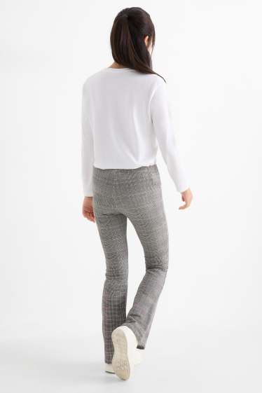 Dzieci dziewczynki - Wielopak, 2 szt. - ciepłe legginsy z rozszerzanymi nogawkami - szary / czarny