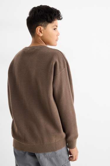 Děti - chlapci - Svetr - žebrovaný - tmavohnědá