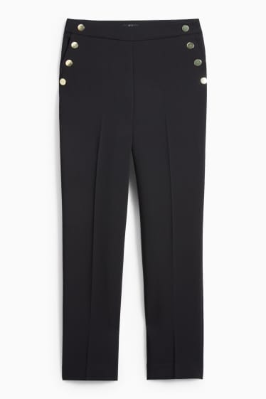 Femmes - Pantalon en toile - high waist - tapered fit - noir