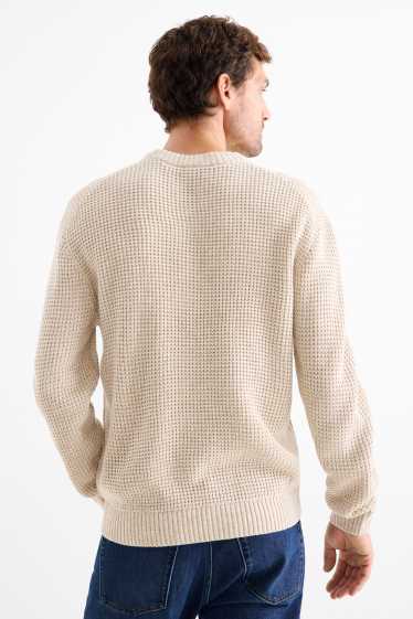 Men - Jumper - textured - beige