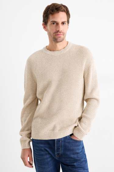 Men - Jumper - textured - beige