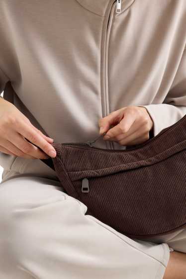 Damen - Cord-Umhängetasche - dunkelbraun