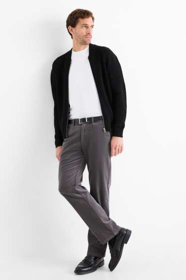 Pánské - Kalhoty chino - regular fit - strukturované - tmavošedá