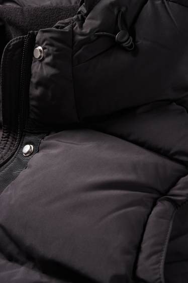 Women - Quilted gilet with hood - water-repellent - black