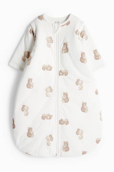 Unisex - Beertje - babyslaapzak - 0 tot 6 maanden - wit / beige