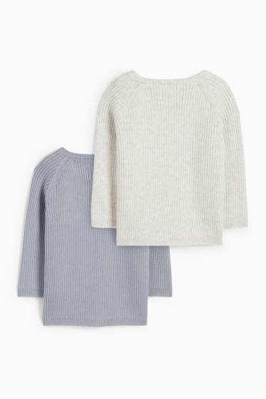 Baby Jungen - Multipack 2er - Baby-Pullover - gerippt - grau