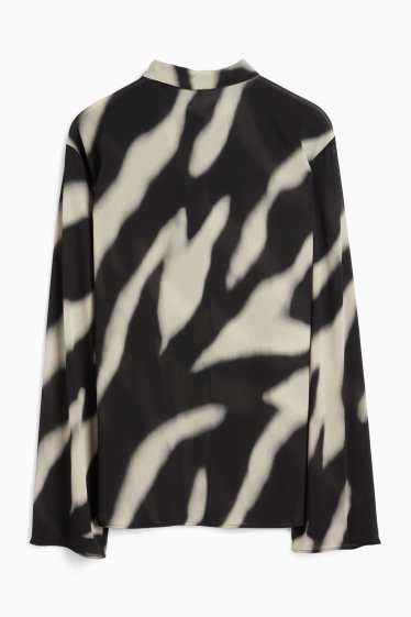 Mujer - Blusa de chifón - estampada - negro / beis