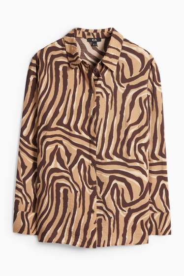 Damen - Bluse - gemustert - braun / beige