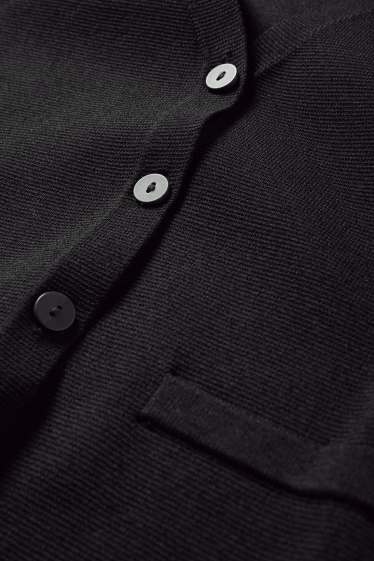 Femei - Vestă tricotată - reiată - negru