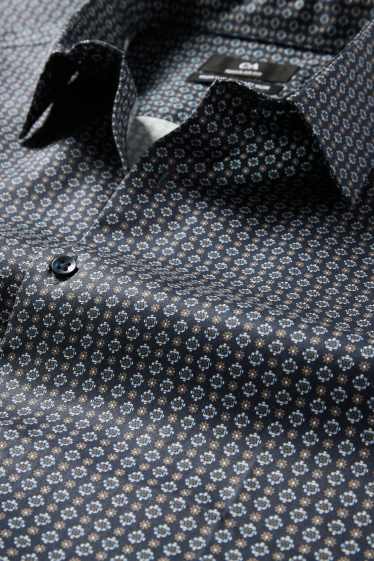 Men - Business shirt - regular fit - kent collar - easy-iron - patterned - dark blue