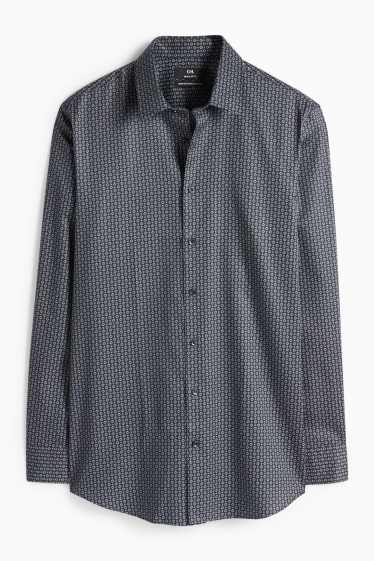 Men - Business shirt - regular fit - kent collar - easy-iron - patterned - dark blue