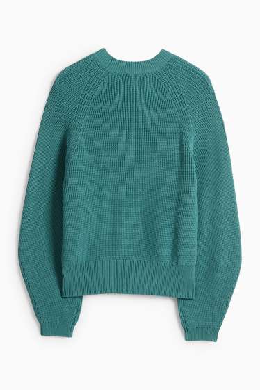 Femmes - Pull - finition côtelée - vert