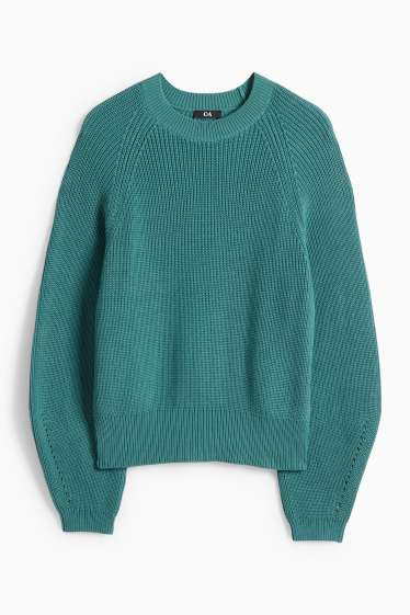 Femmes - Pull - finition côtelée - vert