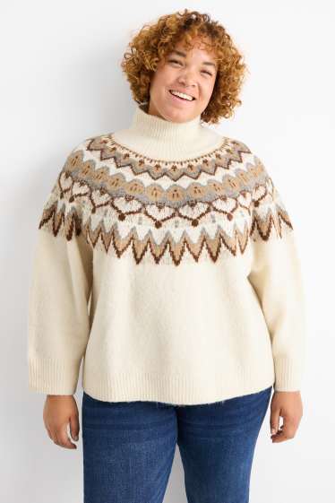 Femmes - Pull - à motif - blanc crème