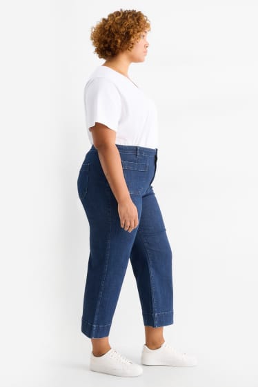 Kobiety - Wide leg jeans - wysoki stan - dżins-ciemnoniebieski