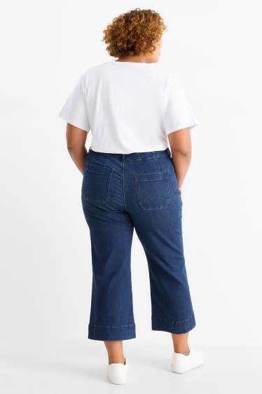 Kobiety - Wide leg jeans - wysoki stan - dżins-ciemnoniebieski