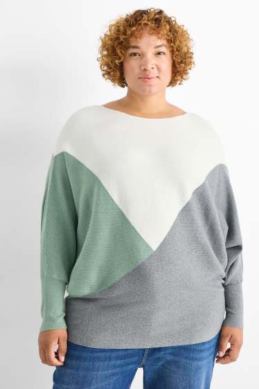 Mujer - Jersey - de canalé - blanco / gris