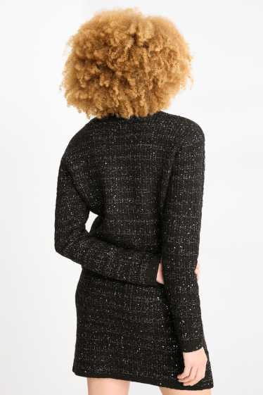 Dámské - Buklé pletený kardigan - černá