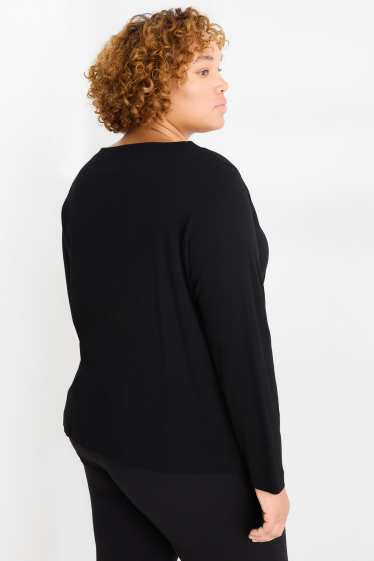 Women - Basic long sleeve top - regular fit - black