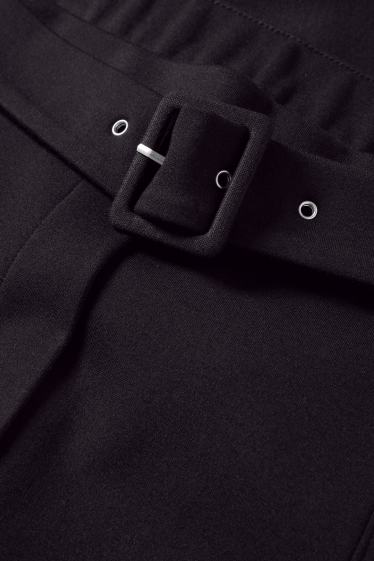 Femmes - Pantalon en jersey à ceinture - high waist - wide leg - noir